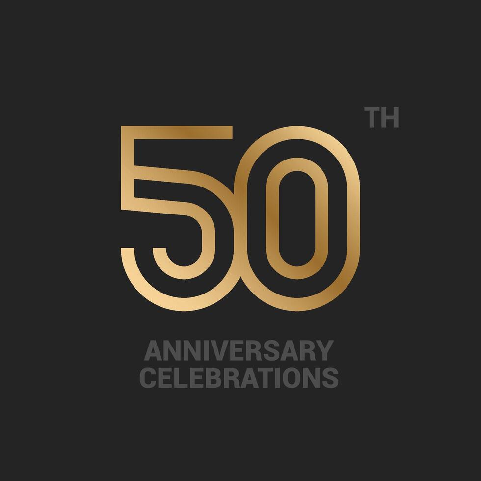 50 years anniversary logo design on black background for celebration event. 50th celebration emblem. vector