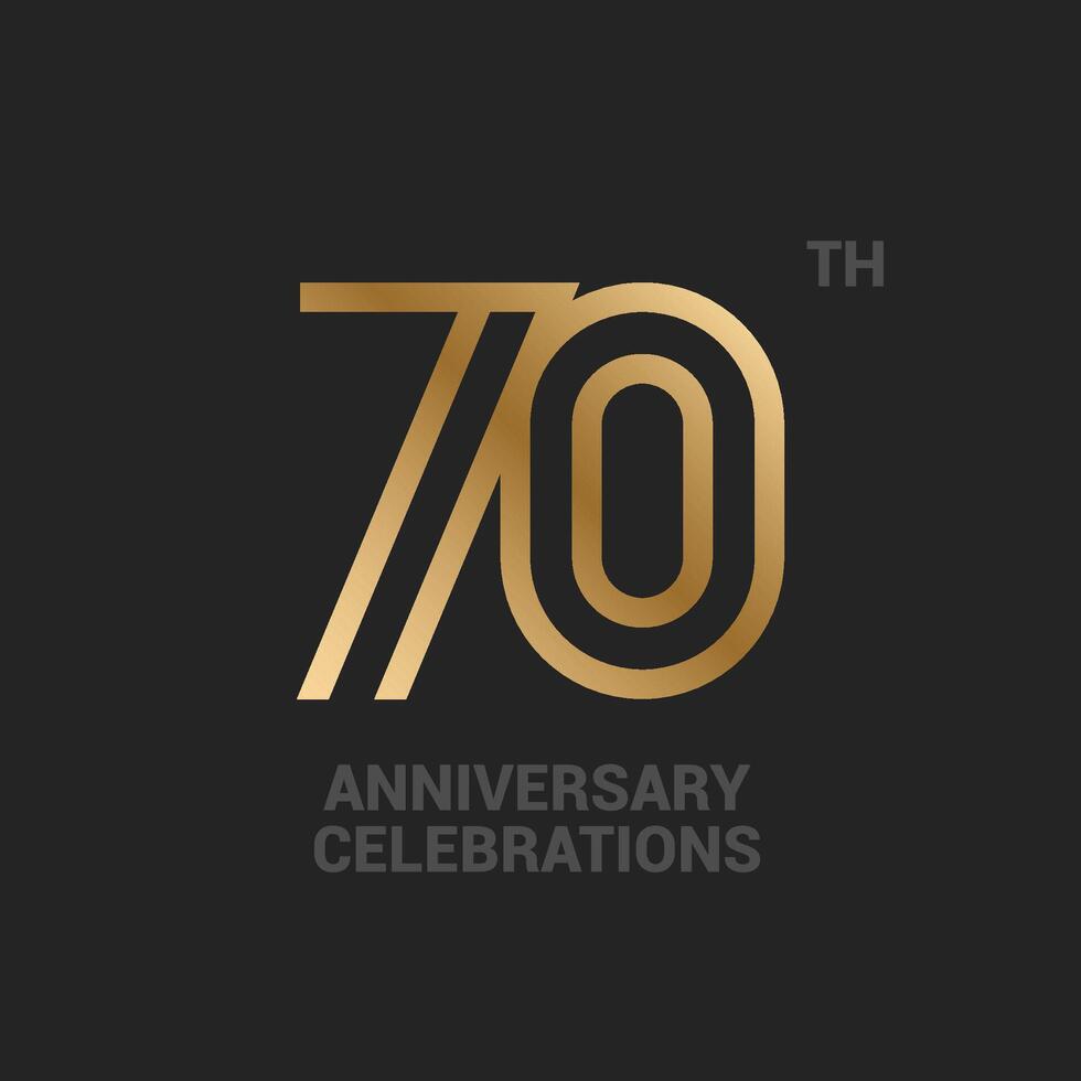 70 years anniversary logo design on black background for celebration event. 70th celebration emblem. vector