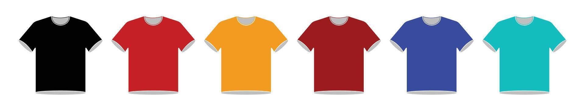 T-shirt icon collection. Set of colorful silhouette t-shirt icon. T-shirt icon set in different color isolated on a white background. Clothing icons set in colors. Isolated illustration. vector