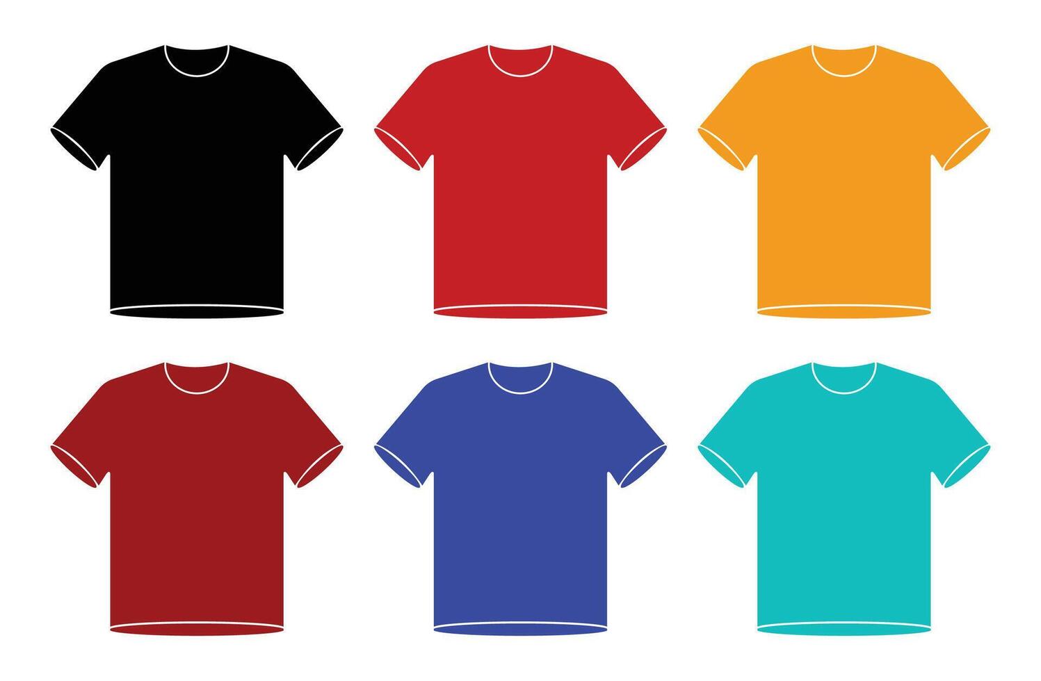 T-shirt icon collection. Set of colorful silhouette t-shirt icon. T-shirt icon set in different color isolated on a white background. Clothing icons set in colors. vector