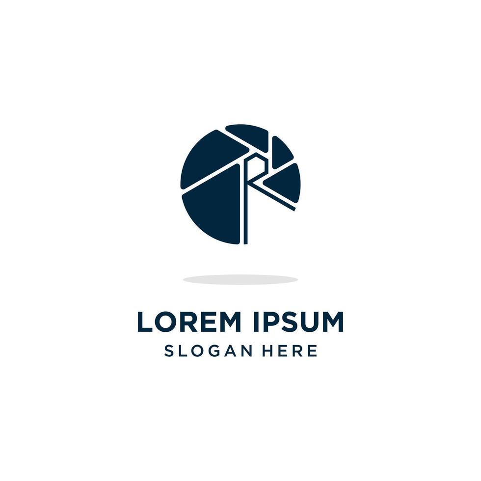 Camera lens icon logo design with initial R creative concept Premium vector