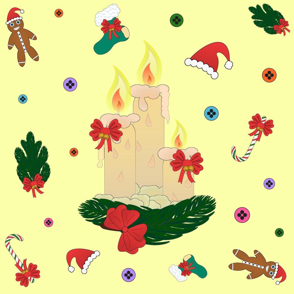 Brightly colored seamless Christmas wallpaper. color pattern vector