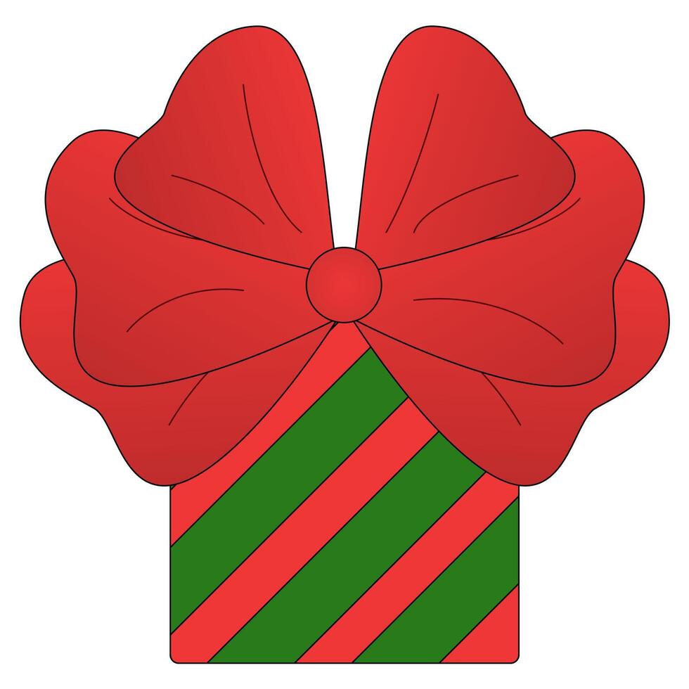 A box with a gift and a red ribbon, Christmas. color drawing vector