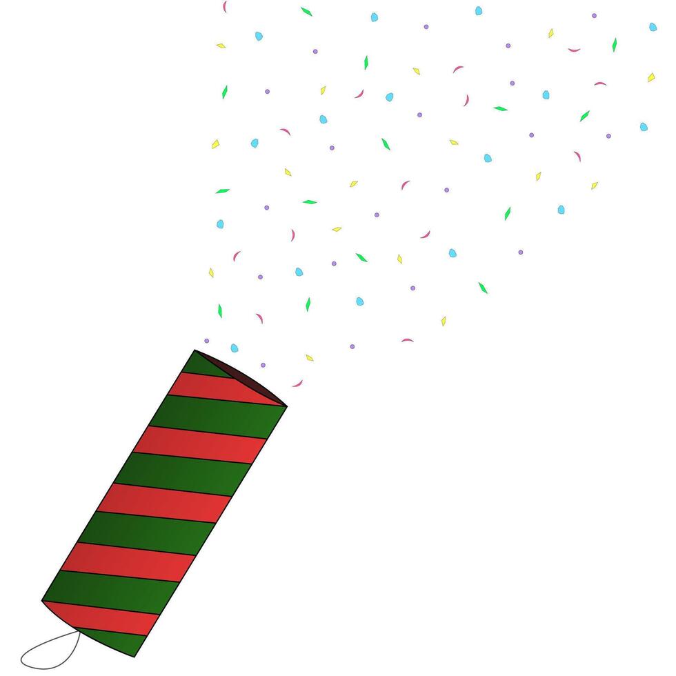 A festive clapper with confetti, Christmas. color drawing vector
