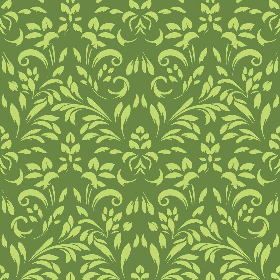 Green Floral Pattern Seamless Leaf and Flower Design vector