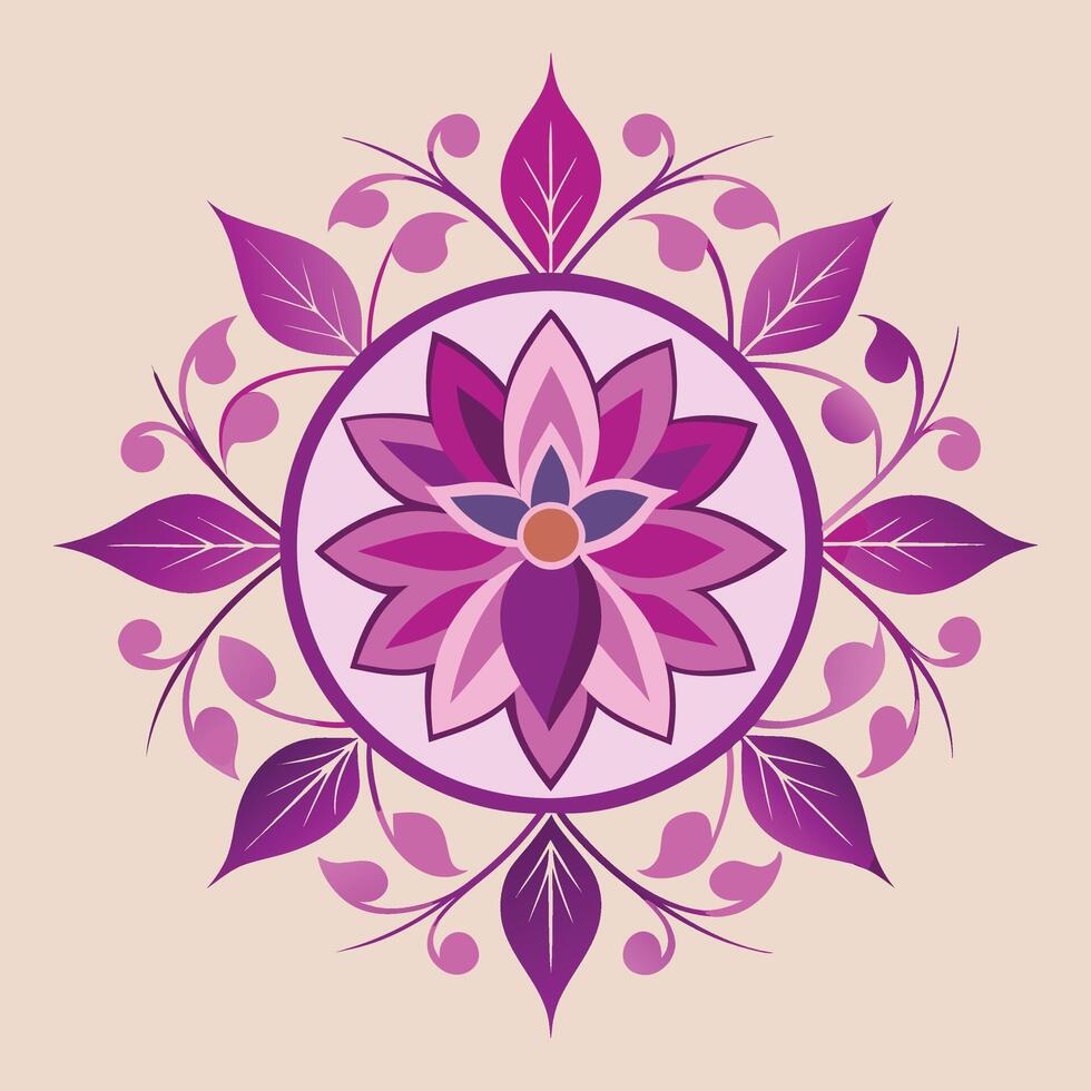 A purple flower with leaves in the center vector