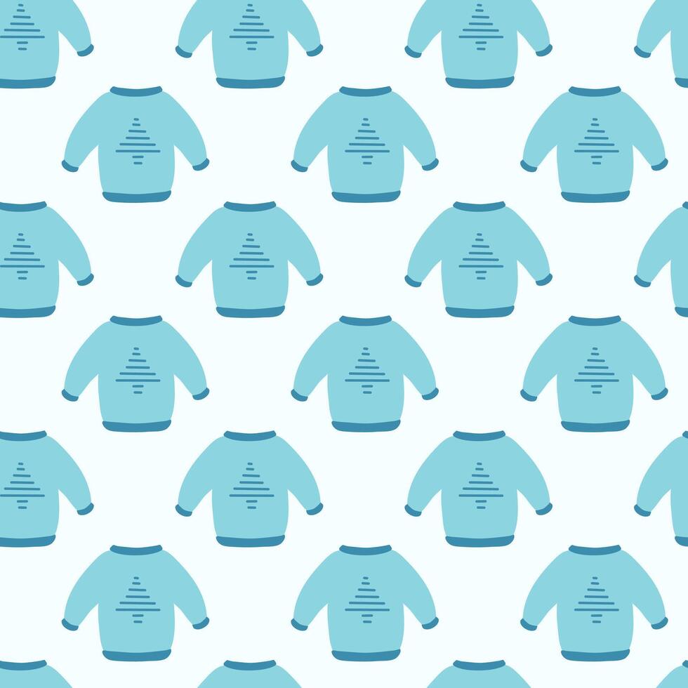 Seamless pattern. Winter sweater with Christmas tree design. Cozy background. flat illustration. vector