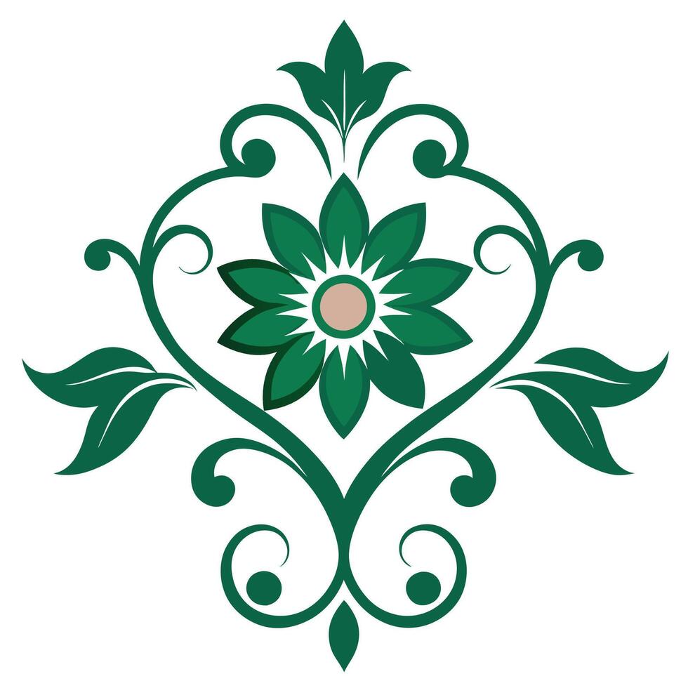 A green floral design with a flower vector