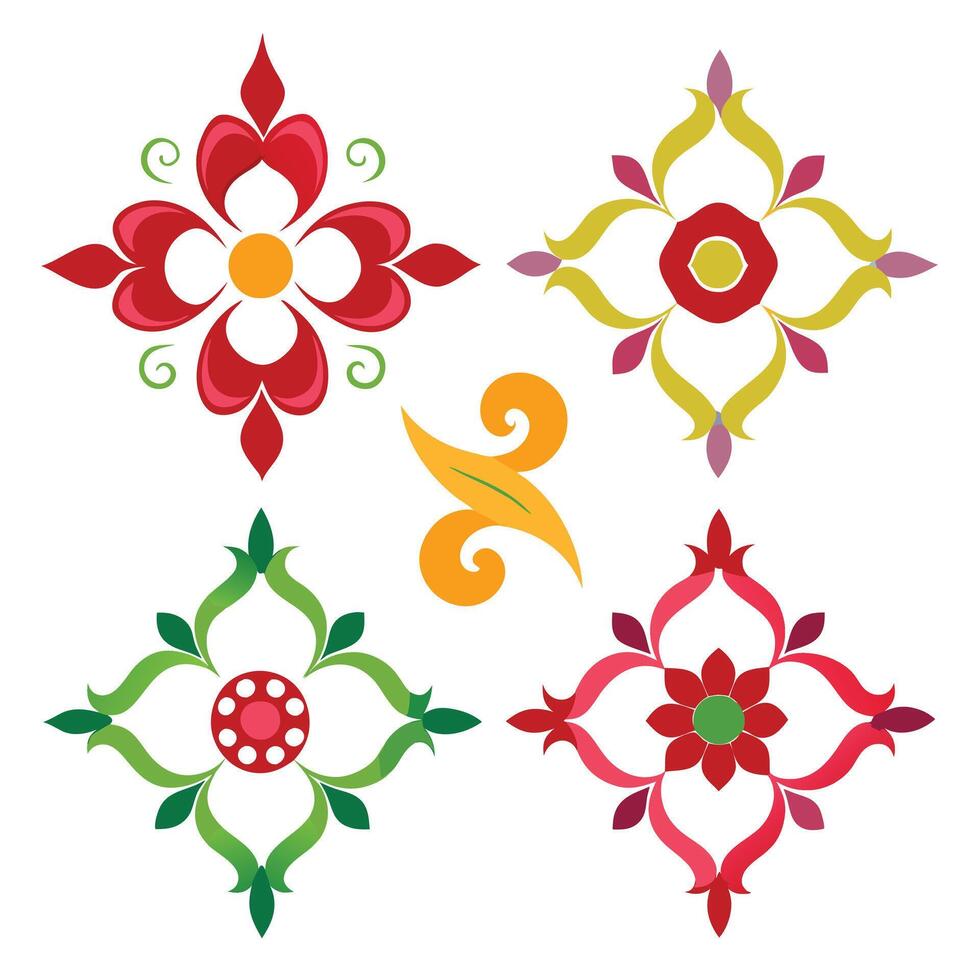 Four different floral designs vector