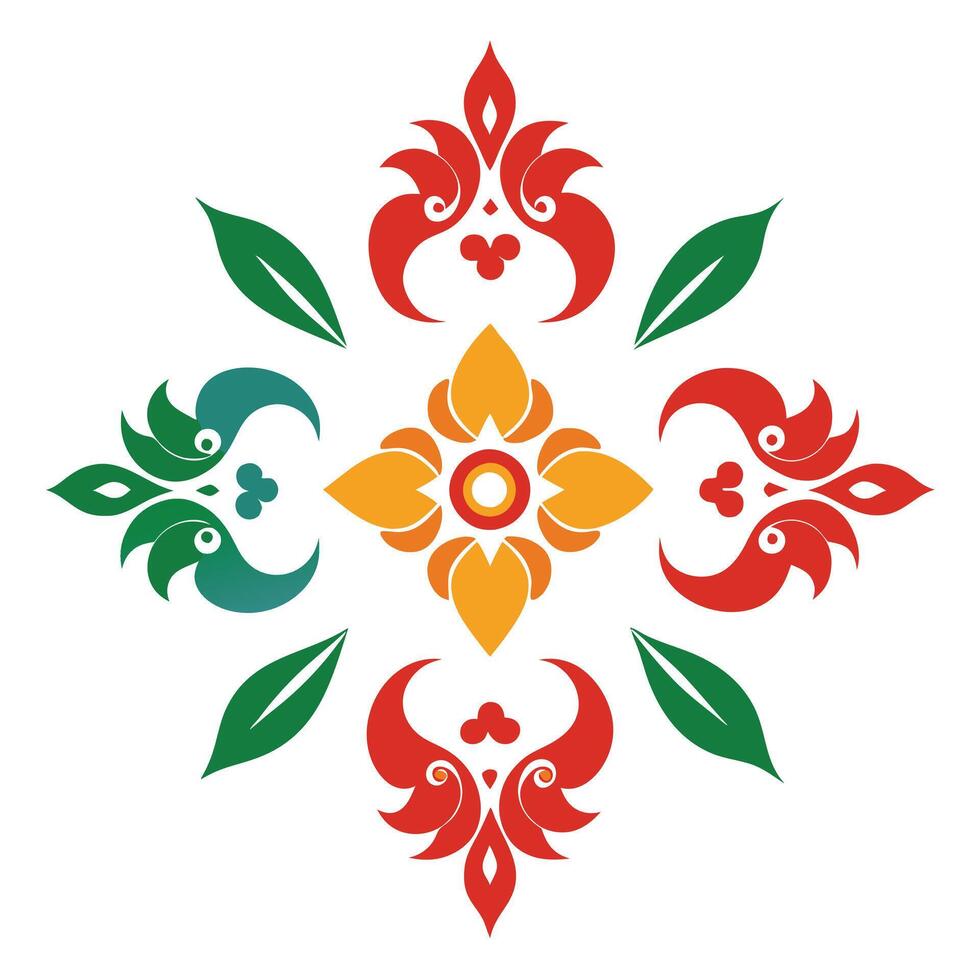 A colorful flower design with leaves and flowers vector