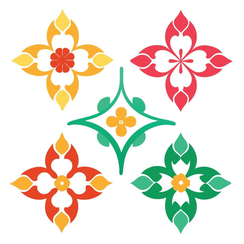 Four different flower designs in different colors vector