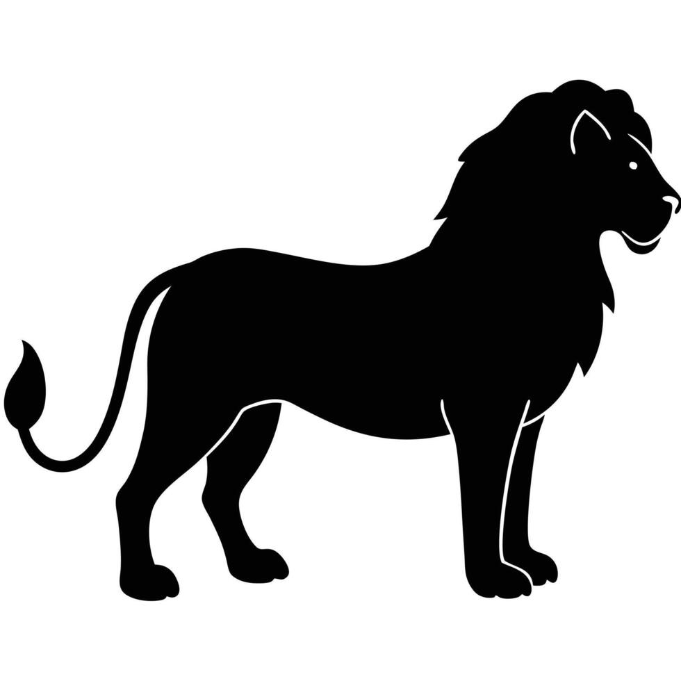 A black silhouette of a lion on a white background vector