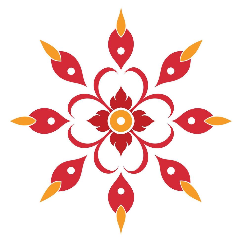 A red and yellow flower design on a white background vector