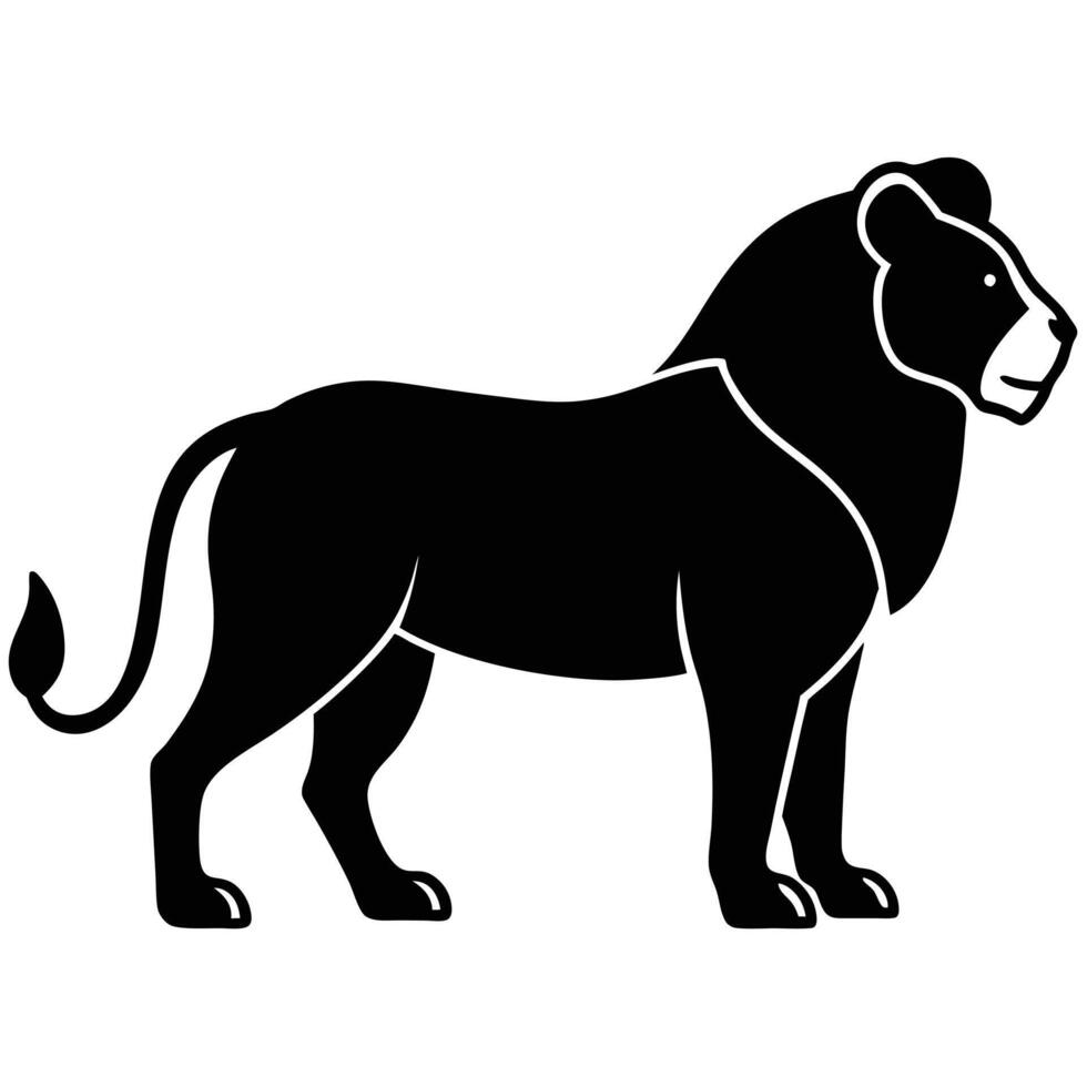 A black and white silhouette of a lion vector