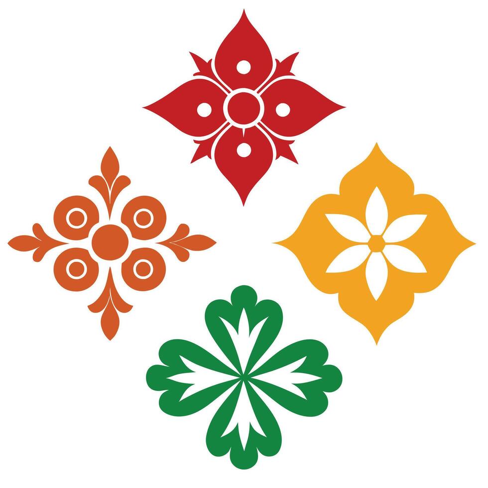 Four different colored flower designs vector