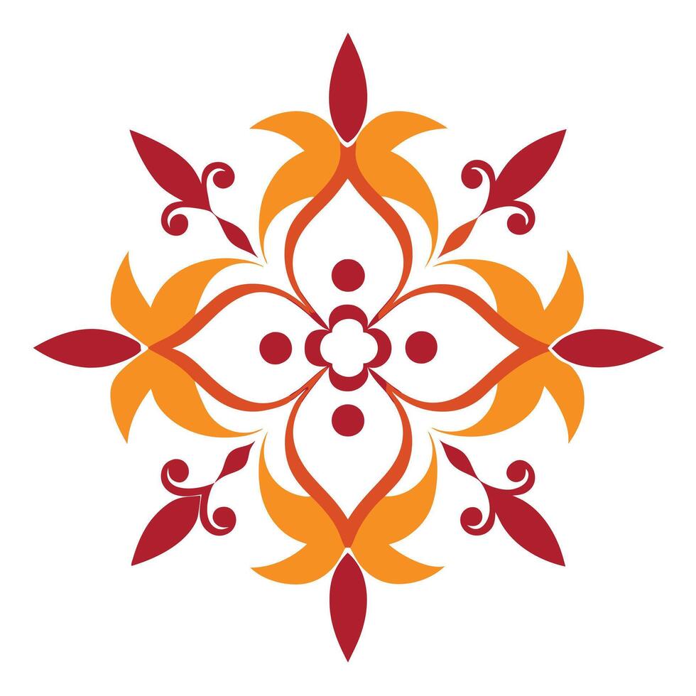 A red and orange flower design on a white background vector