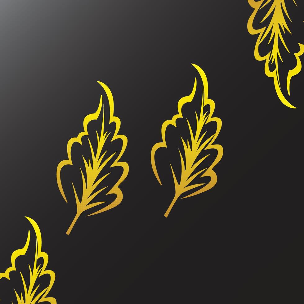 Golden leaf patterns on a dark background creating an elegant and stylish design suitable for various artistic applications. vector
