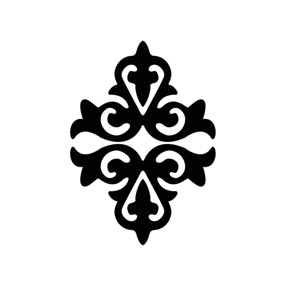 Elegant black decorative motif featuring intricate curves and flourishes on a white background, ideal for design elements or artistic projects. vector