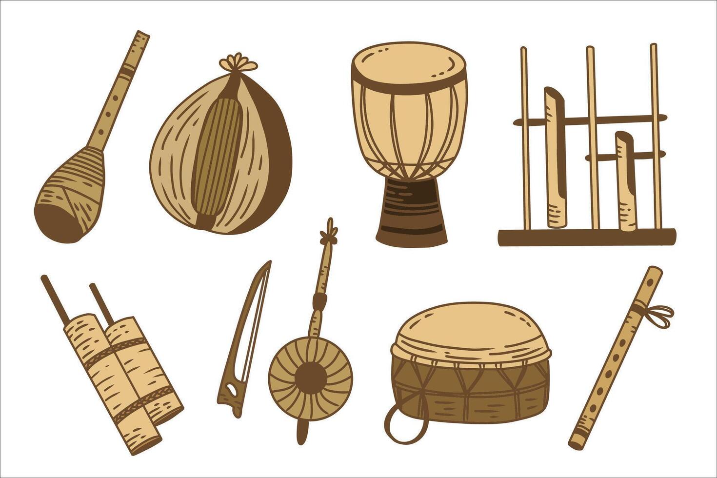 Indonesian Musical Instruments Illustration Collection vector