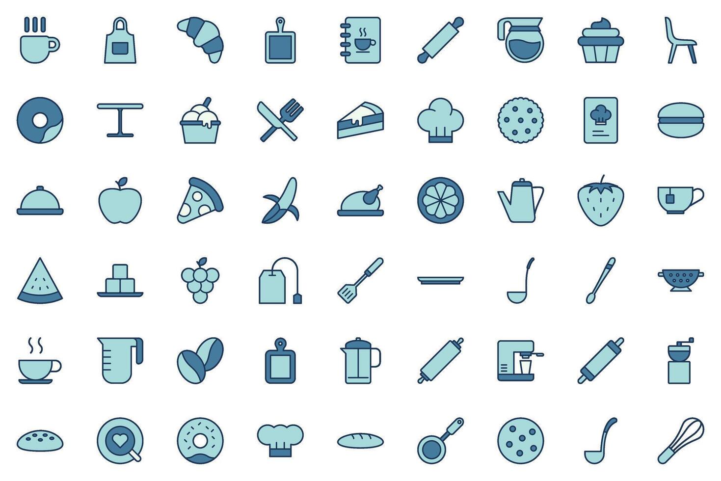 Bakery, Cooking and Cafe icon set vector