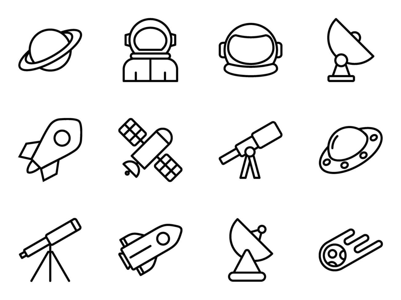 space exploration line icon set vector
