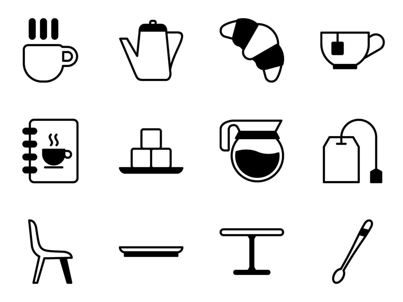 tea and coffee cafe icon set vector