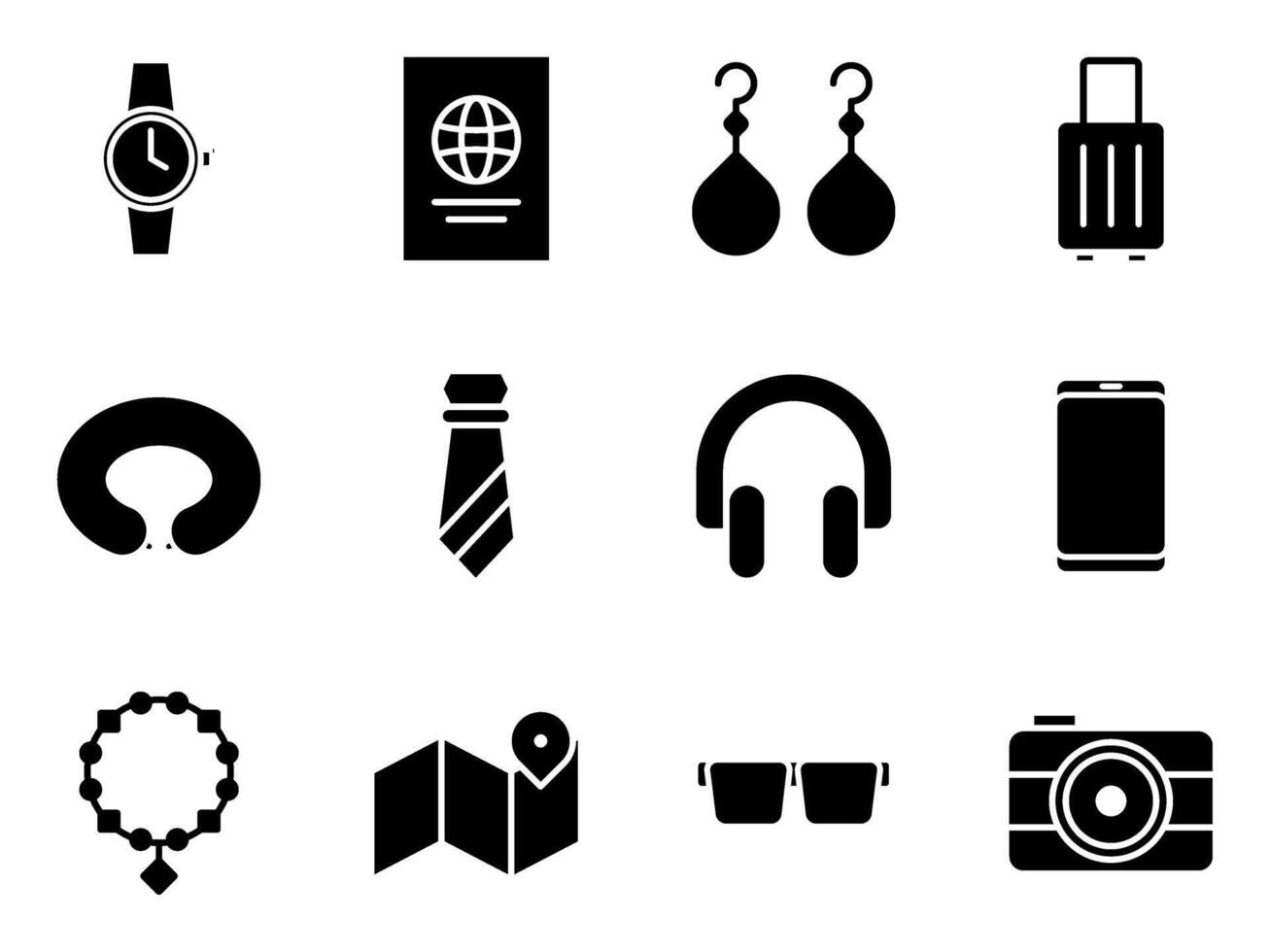 accessories and gadget for travel icons vector