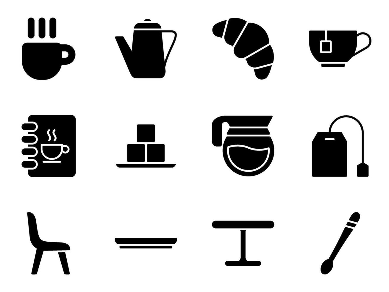 tea and coffee cafe icon collection vector