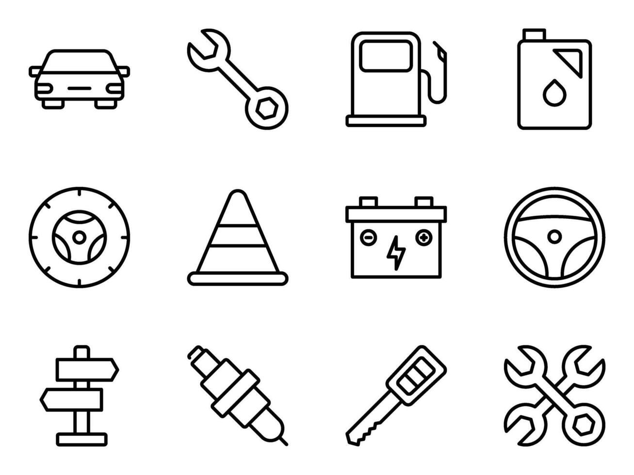 car repair and tools line icon set vector