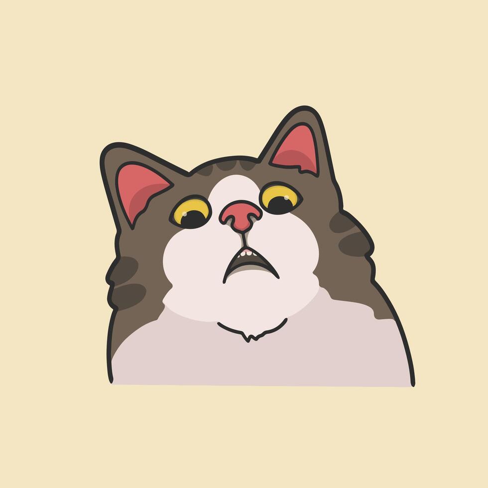 Shock Cat Meme Sticker Cute Illustration vector