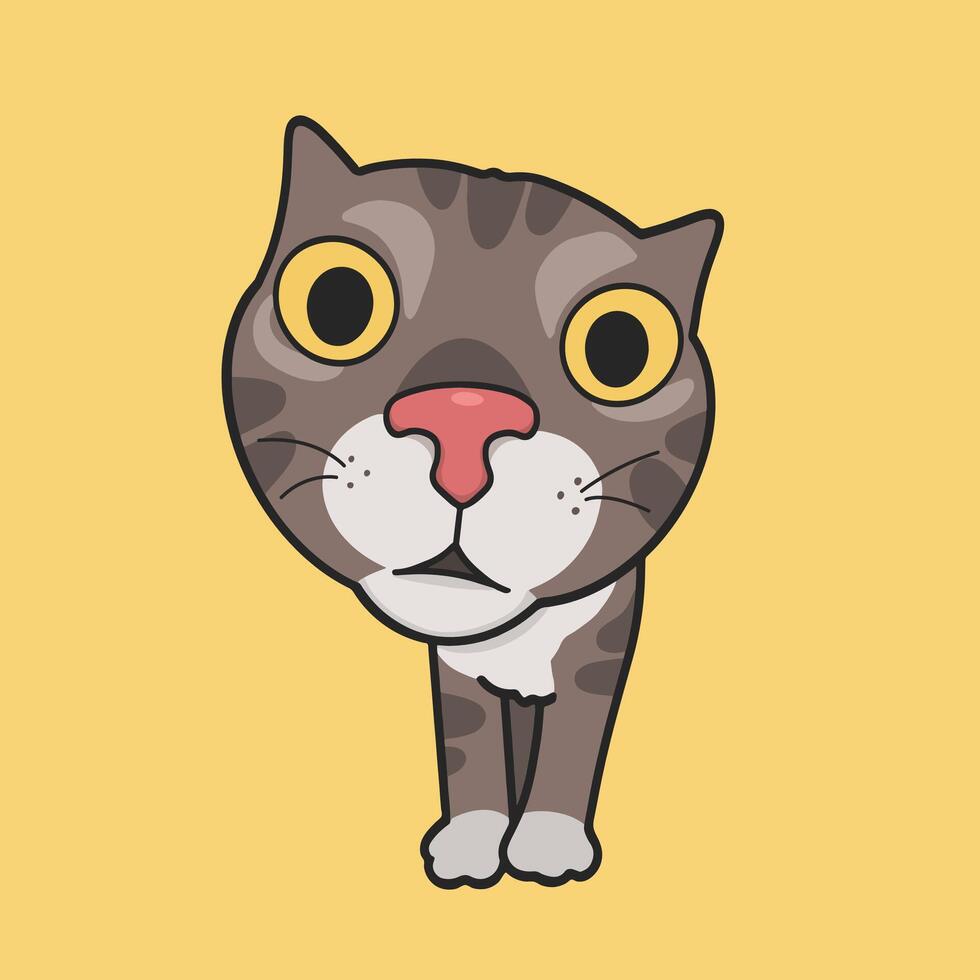Curious Cat Meme Sticker Cute Illustration vector