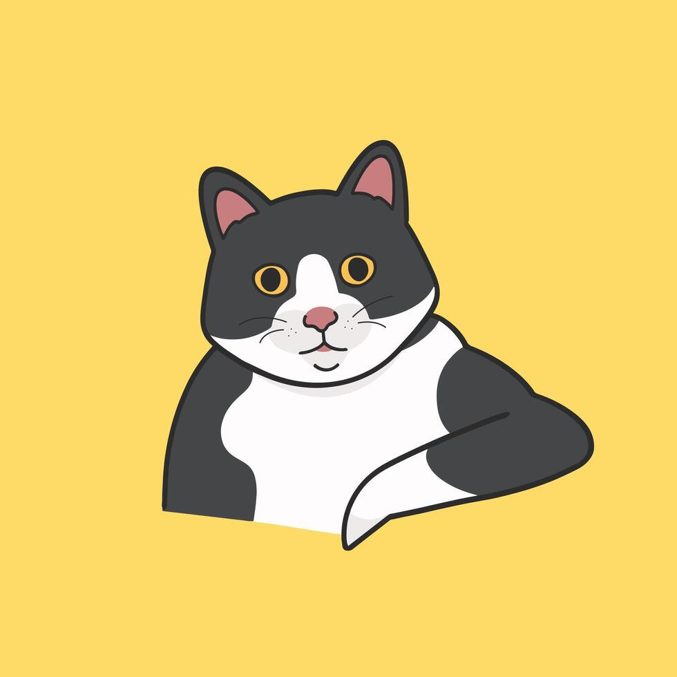 Staring Cat Meme Sticker Cute Illustration vector