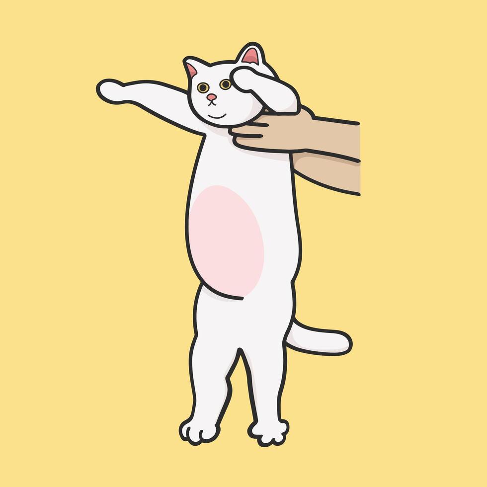 Holding Cat Meme Sticker Cute Illustration vector