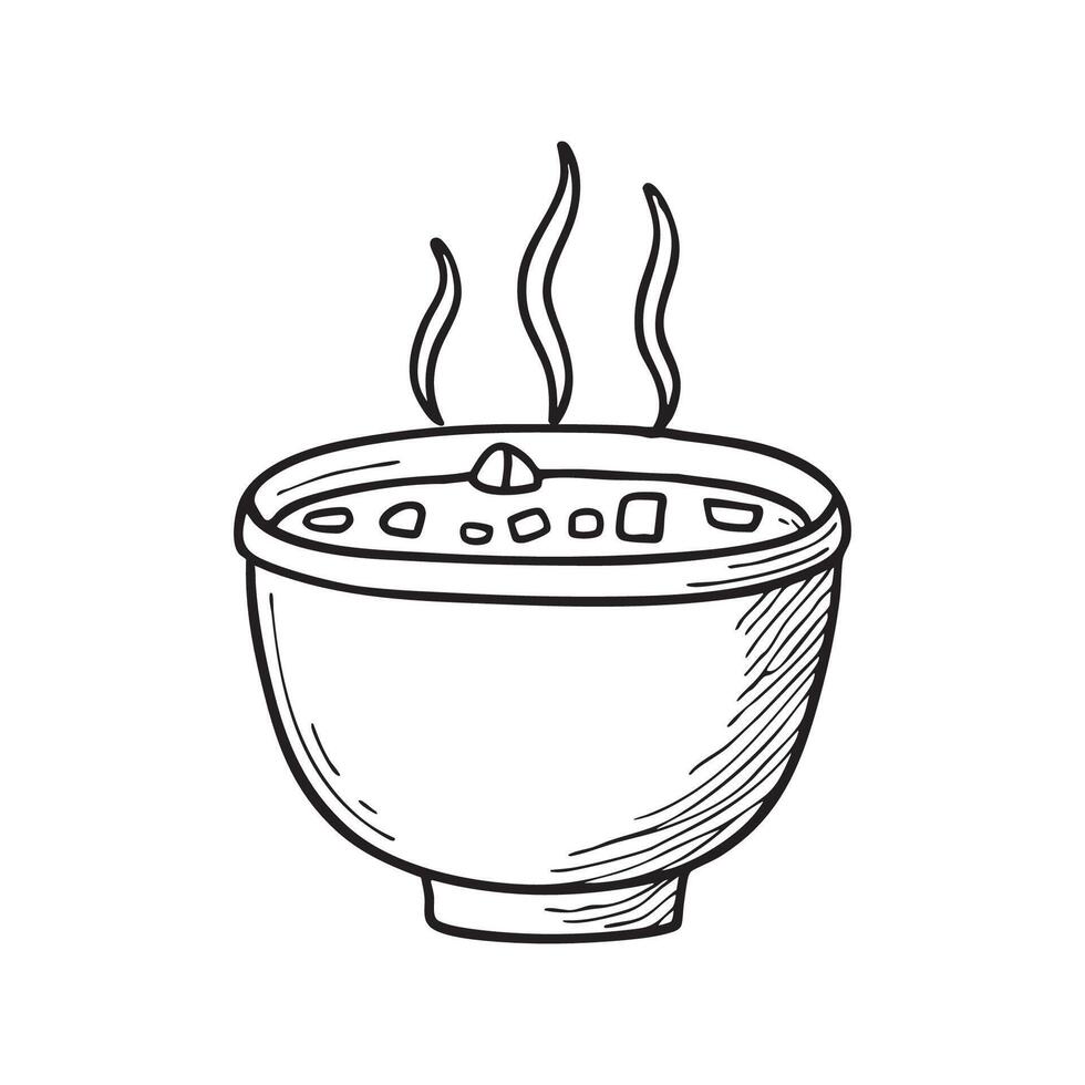 An illustration of a bowl filled with steaming soup vector