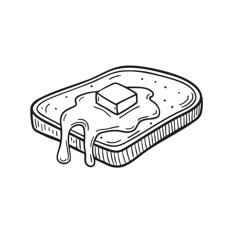 An illustration of butter melting on a slice of toast vector