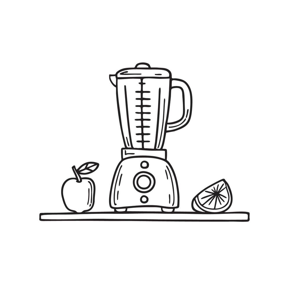 An illustration of a blender sitting on a kitchen counter vector
