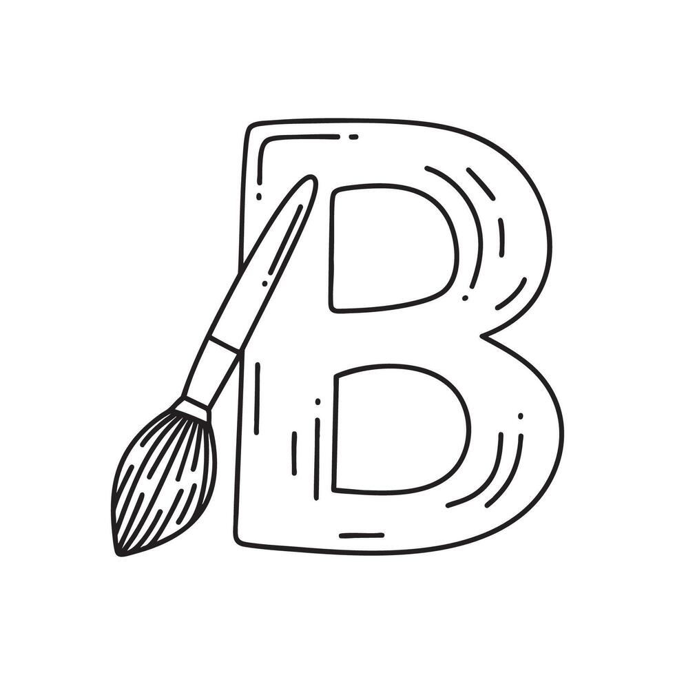 An illustration of a brush beside letter B vector