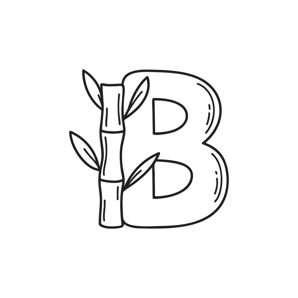 An illustration of a bamboo shoot and letter B behind vector
