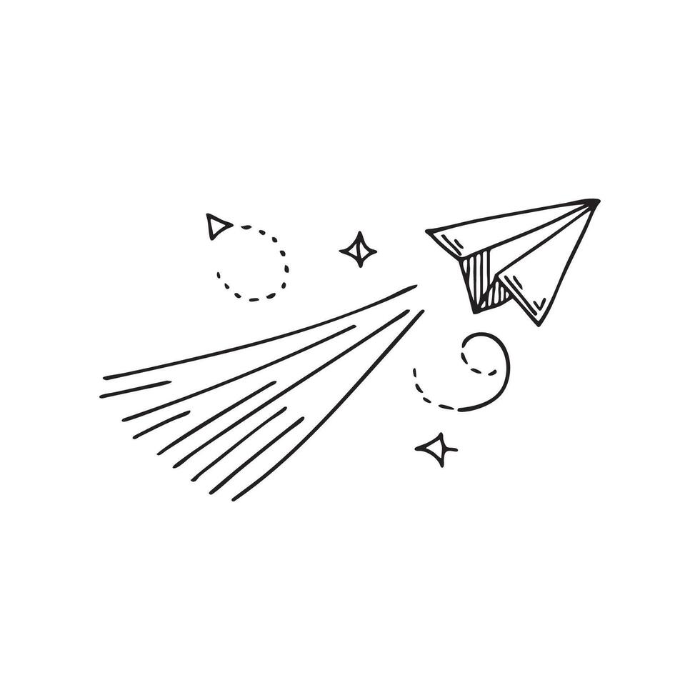 Illustration of an paper plane flying through the air vector