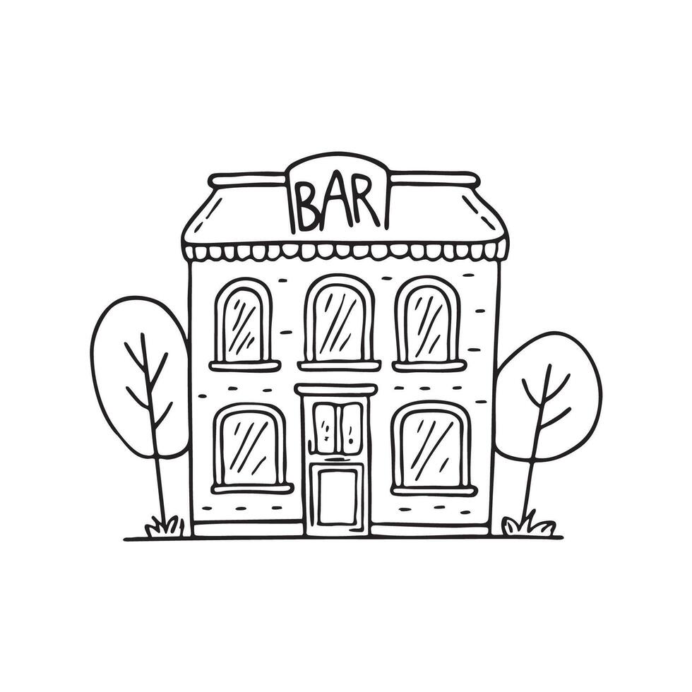 An illustration of a bar cafe nestled in a quiet street vector