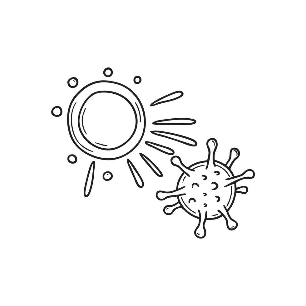 Illustration of an antibody attacking a virus in a microscopic scene vector