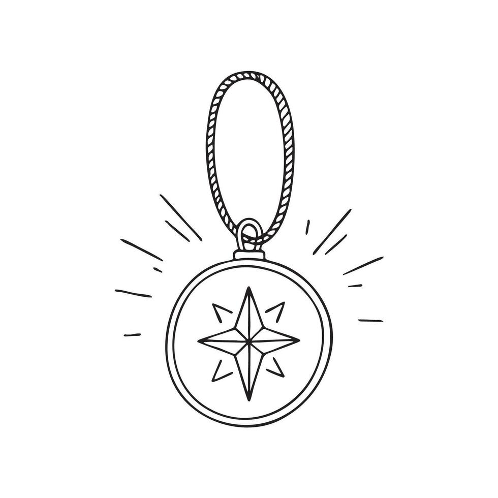 Illustration of an amulet hanging on a chain vector