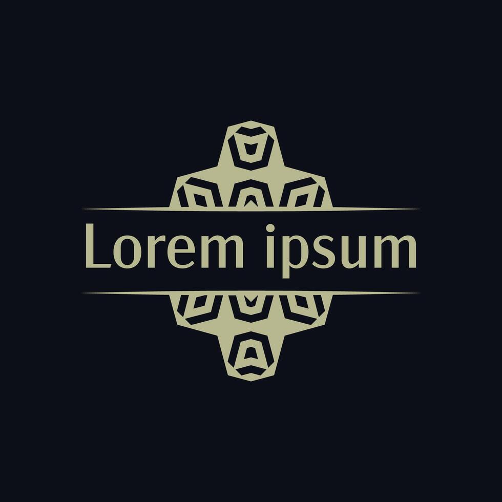 Beige Symmetrical Floral Design with Geometric Elements Ideal for luxury product labels vector