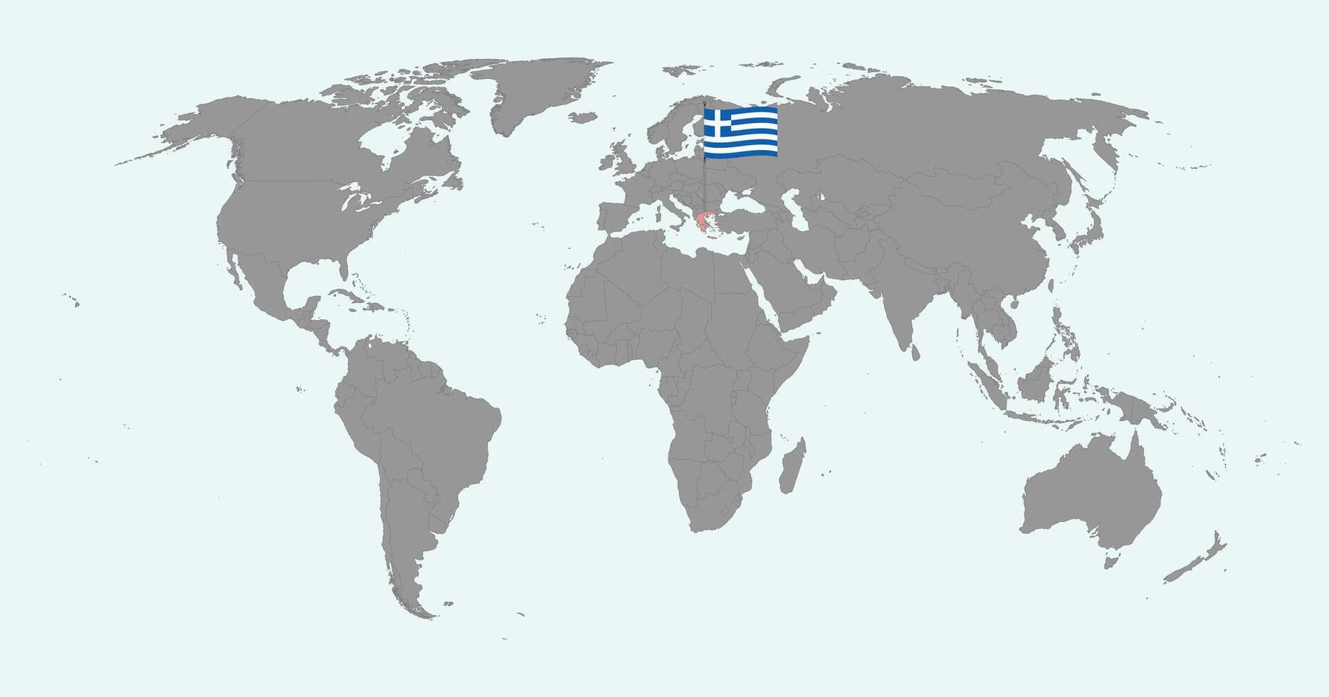 Pin map with Greece flag on world map. illustration. vector