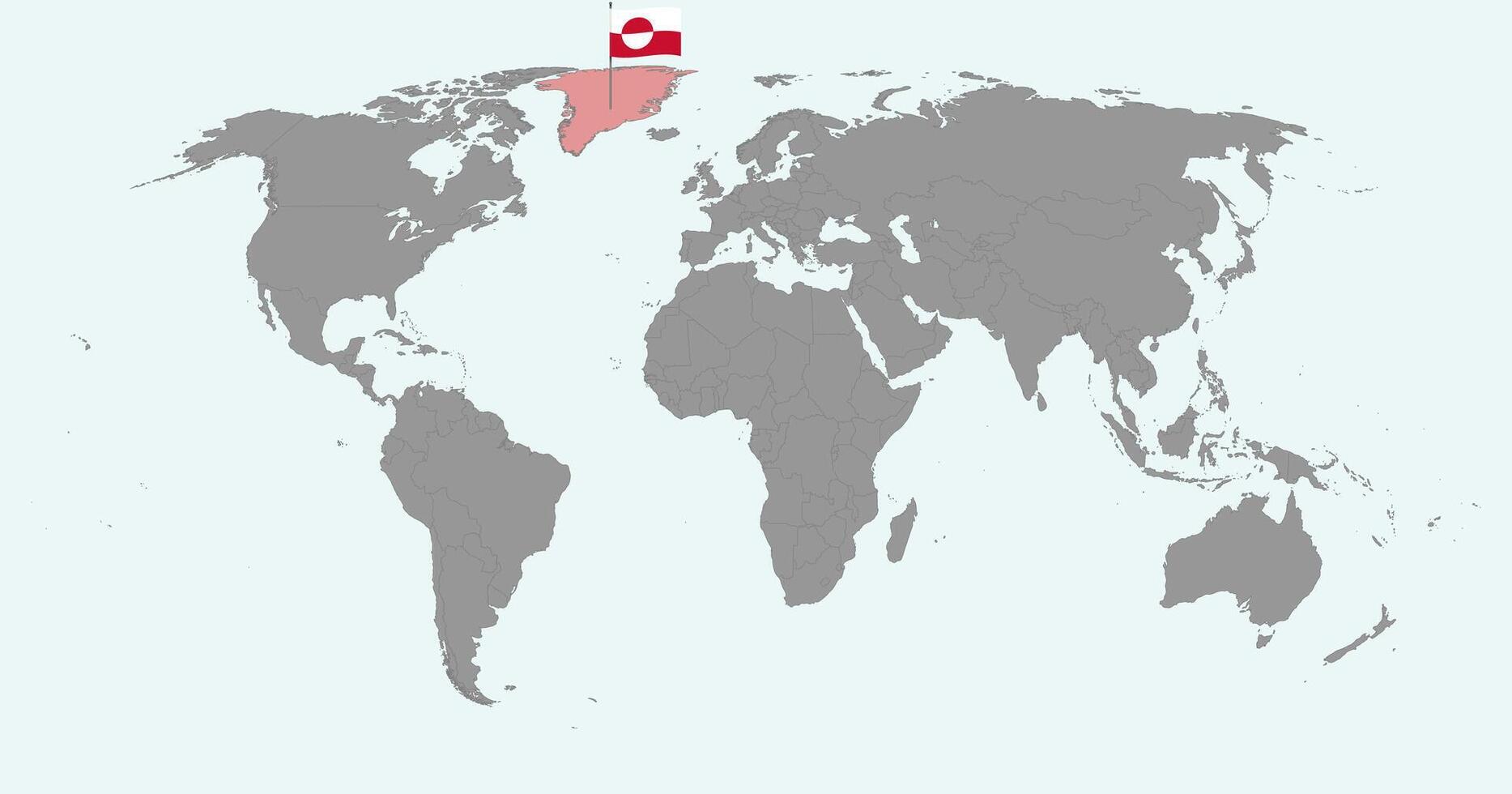 Pin map with Greenland flag on world map. illustration. vector