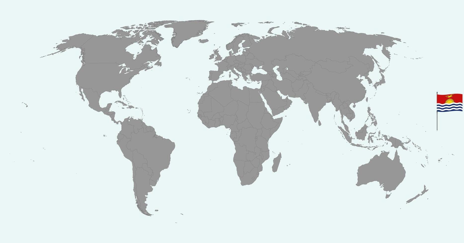 Pin map with Kiribati flag on world map. illustration. vector