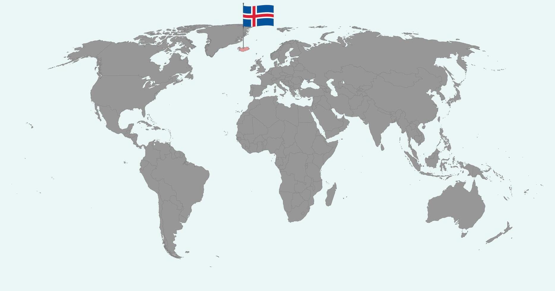 Pin map with Iceland flag on world map. illustration. vector
