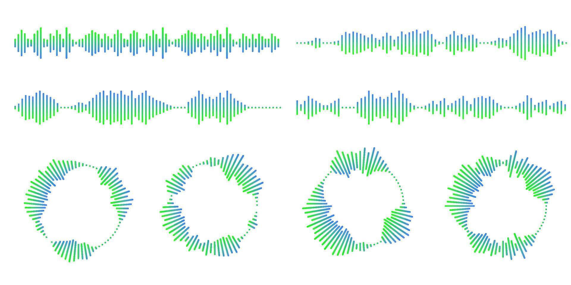 Set of circular ripple icons. Concentric circles with broken lines isolated on white background. Vortex, sonar wave, soundwave, sunburst, signal signs. graphic illustration vector