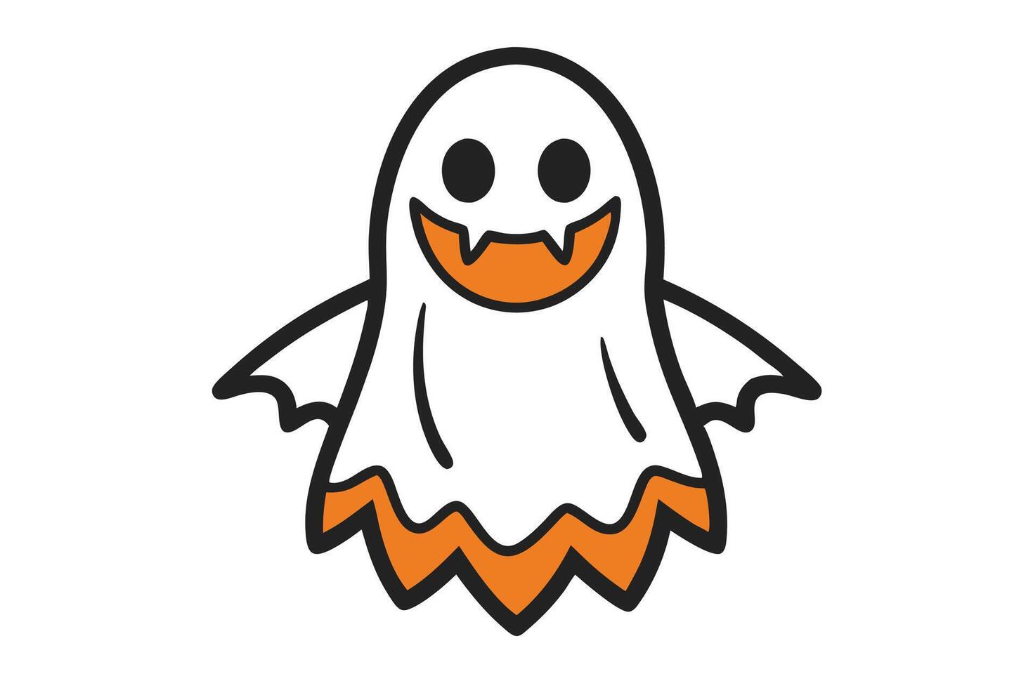 Halloween ghost cartoon line art, illustration with isolated on white background vector