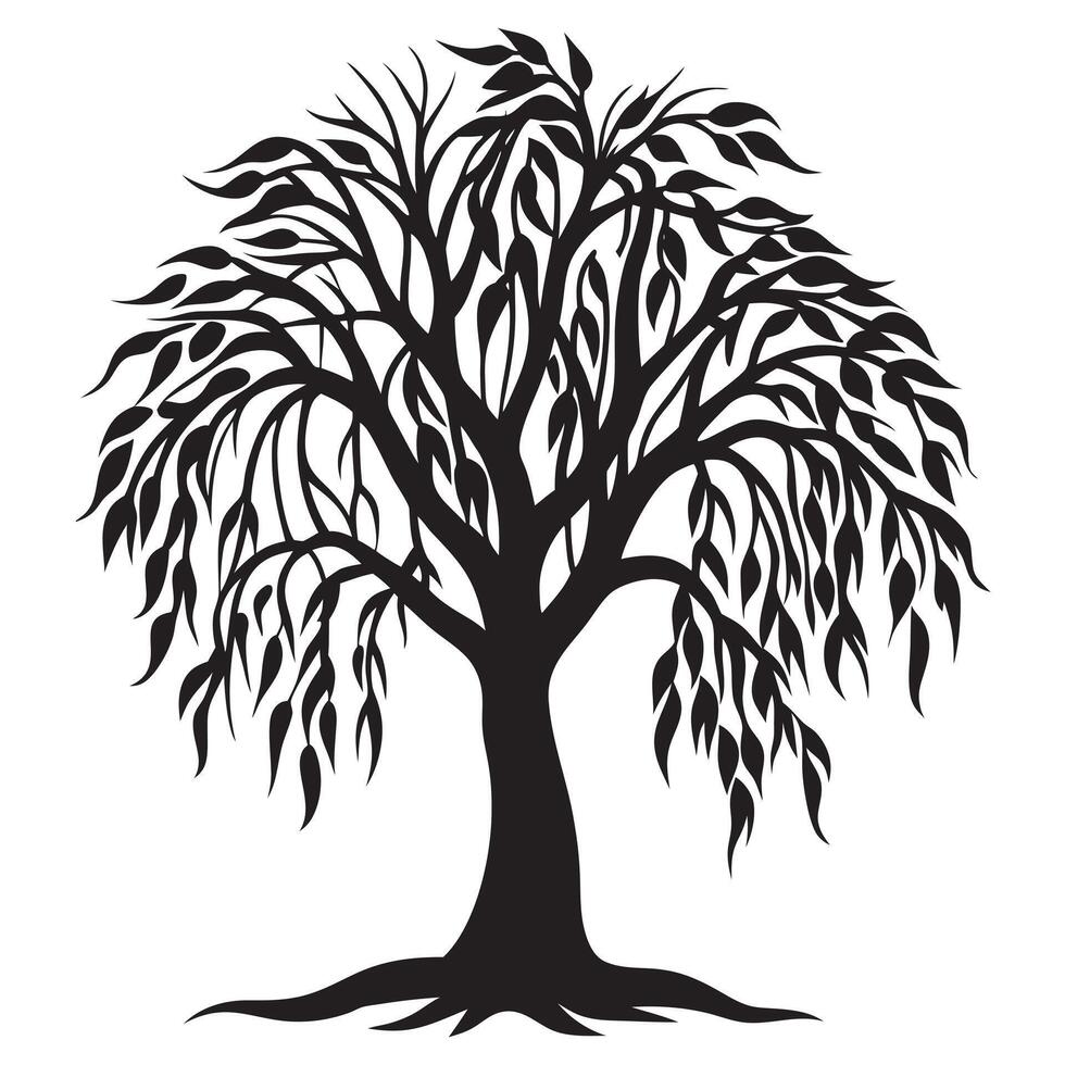 Willow tree silhouette vector